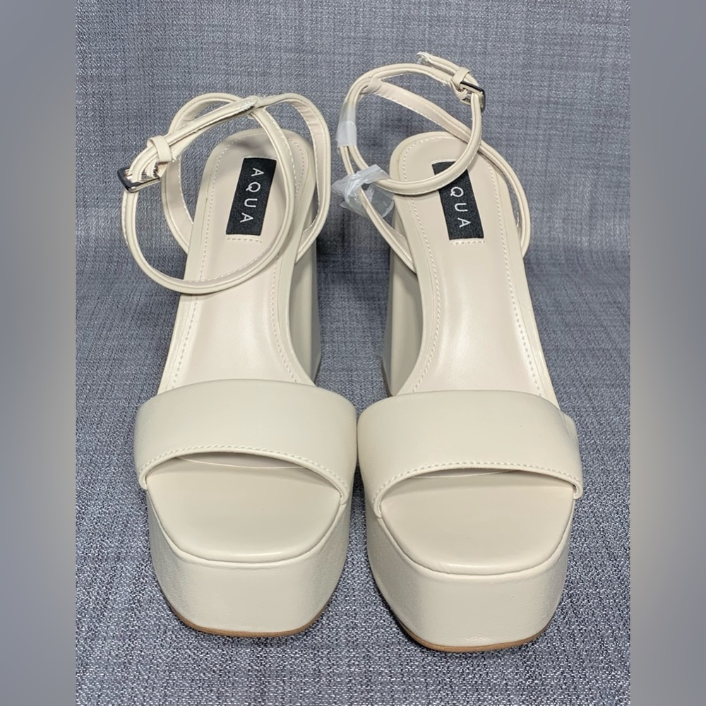 AQUA Cher Ankle Strap Platform High Heel Sandals Ivory Size 9.5 - Picture 3 of 7
